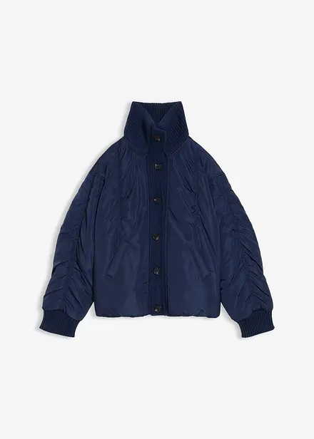 Zateplená bunda s pletenými náplety