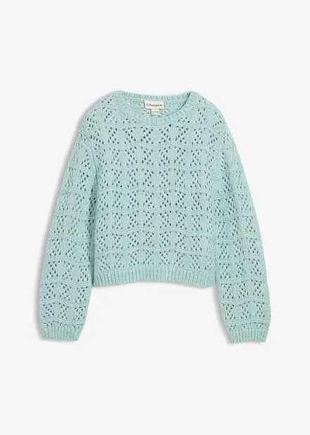 Svetr z hrubé pleteniny s dírkovanou výšivkou