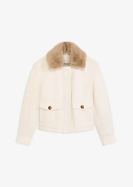 Zimn&iacute; bunda s vlněn&yacute;m vzhledem