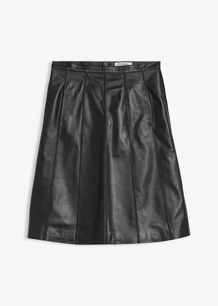 Rozšířená kožená sukně z jehněčí kůže nappa