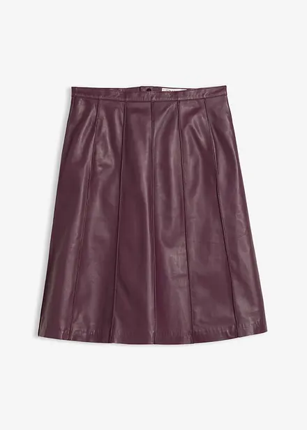 Rozšířená kožená sukně z jehněčí kůže nappa