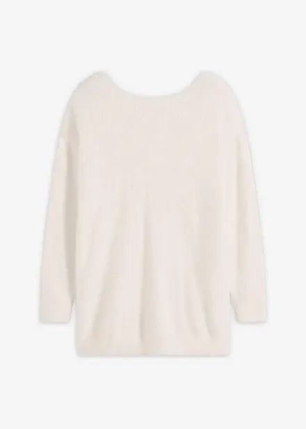 Dlouhý svetr z měkké péřové příze