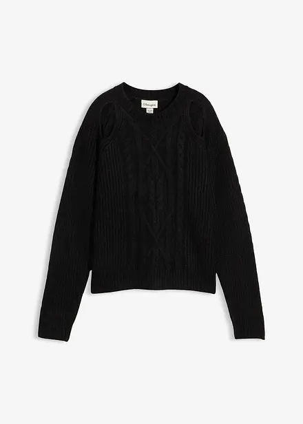 Svetr z hrubé pleteniny s copánkovým vzorem