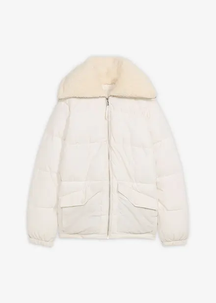 Prošívaná bunda s límcem z medvídkového plyše