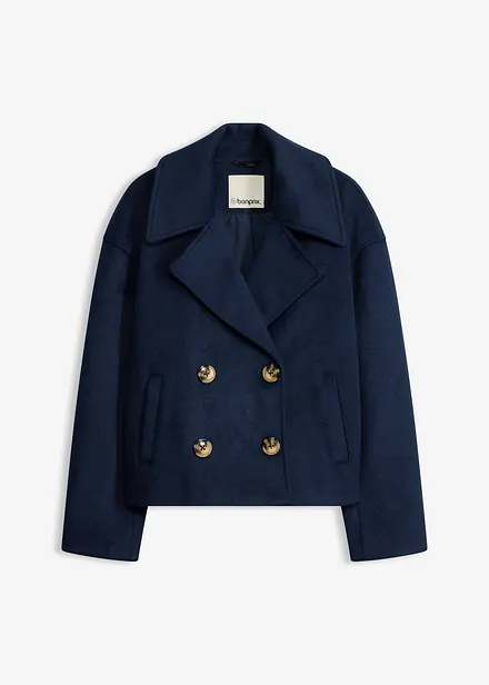 Kr&aacute;tk&yacute; oversize trenčkot s vlněn&yacute;m vzhledem