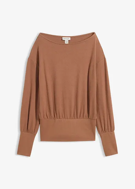 Tričko s dlouh&yacute;m ruk&aacute;vem, z měkk&eacute; visk&oacute;zov&eacute; směsi