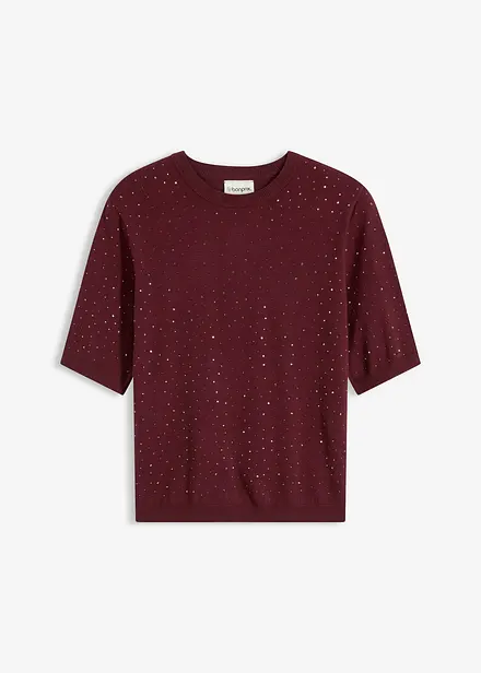 Svetr z jemn&eacute; pleteniny, se třpytiv&yacute;mi kam&iacute;nky, polovičn&iacute; ruk&aacute;v