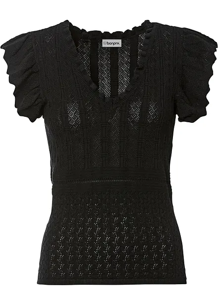 Tričko z ažurov&eacute; pleteniny