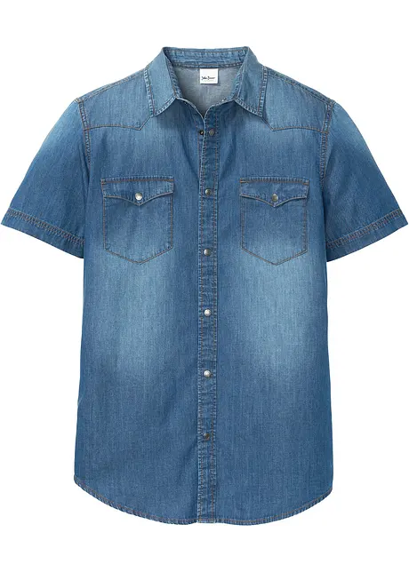 Džínová košile Slim Fit, krátký rukáv, z čisté organické bavlny, bonprix