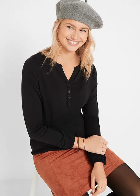 Bavlněné triko Henley, dlouhý rukáv, bpc bonprix collection