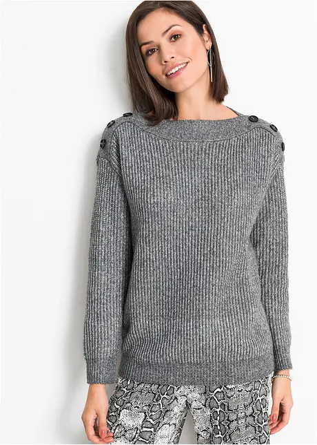 Oversize svetr s knoflíky, bonprix
