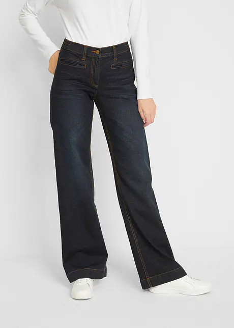 Džíny, Wide Leg, Mid Waist, pohodlný pas, bonprix