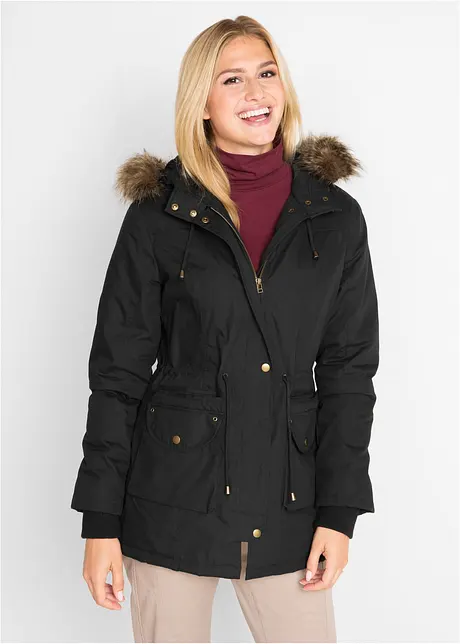Krátká parka s umělou kožešinou, bpc bonprix collection