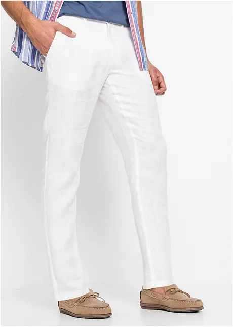 Chino kalhoty Regular Fit, Straight, z čistého lnu, bonprix