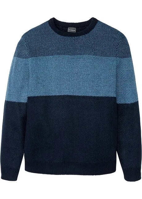 Svetr s kulatým výstřihem, ve stylu colourblocking, bonprix