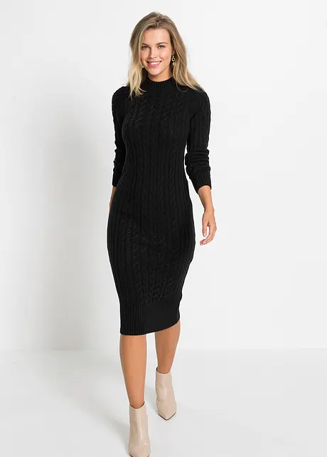 Pletené šaty s copánkovým vzorem, BODYFLIRT boutique