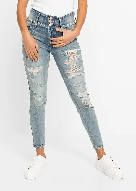 Džíny Highwaist Skinny s obnošeným efekty, bonprix