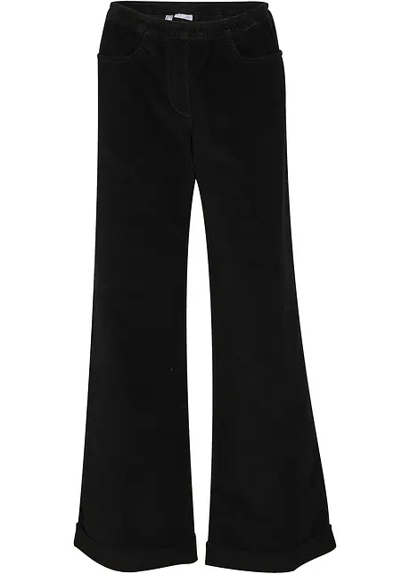 Široké strečové manšestrové kalhoty, High Waist, bonprix
