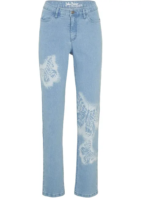 Strečové džíny s motýlkem Straight Mid Waist, bonprix