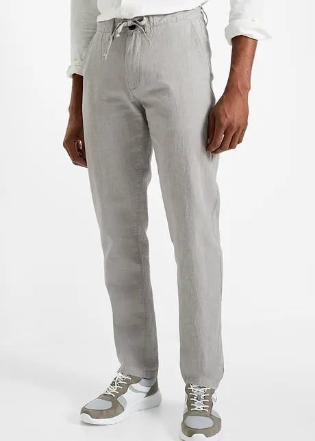 Chino kalhoty bez zapínání, sRegular Fit, se lnem, Straight, bonprix