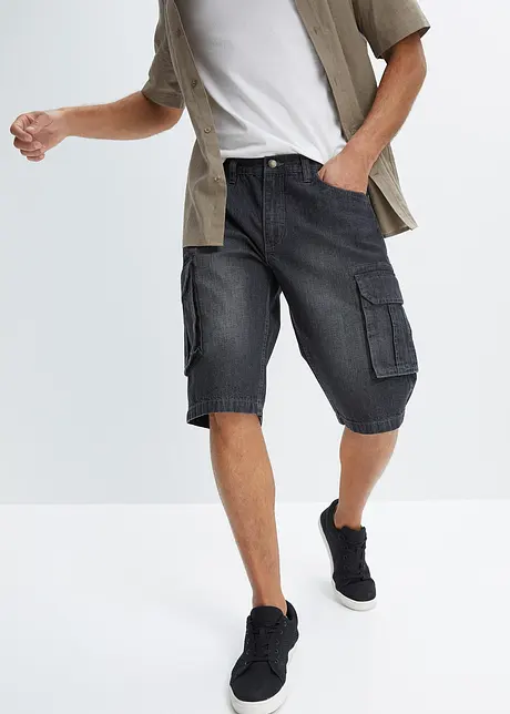 Džínové Cargo bermudy, Relaxed Fit, bonprix