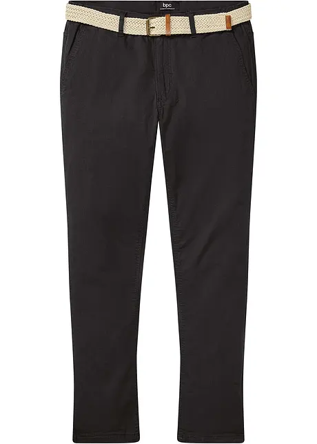Strečové chino kalhoty s opaskem, Regular Fit, Straight, bonprix