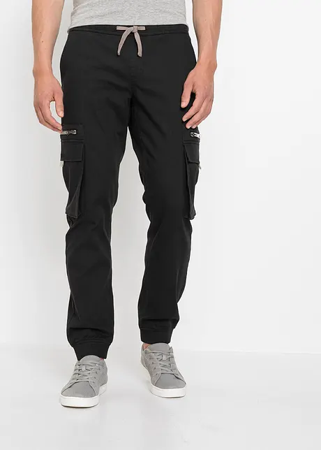 Strečové kalhoty bez zapínání, s cargo kapsami, Regular Fit, bonprix