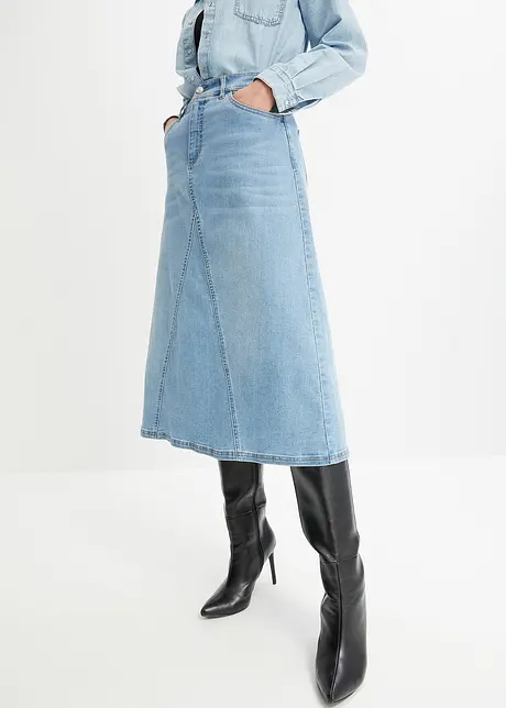 Strečová džínová sukně, High Waist, bonprix