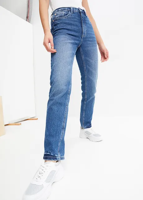 Straight džíny High Waist, malý podíl streče, bonprix