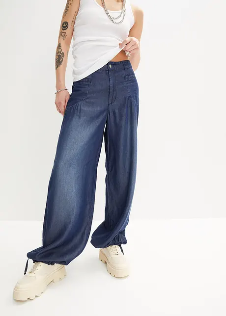 Kalhoty ze splývavého lyocellu, Wide Leg, bonprix
