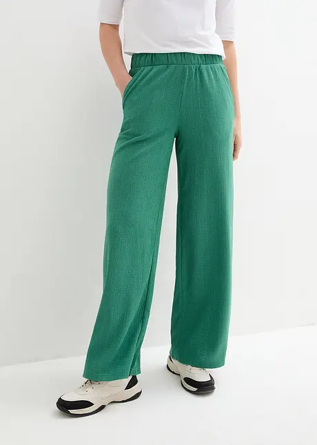Široké kalhoty ze strukturovaného žerzeje, High Waist, bonprix