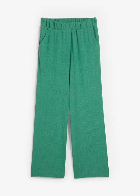 Široké kalhoty ze strukturovaného žerzeje, High Waist, bonprix