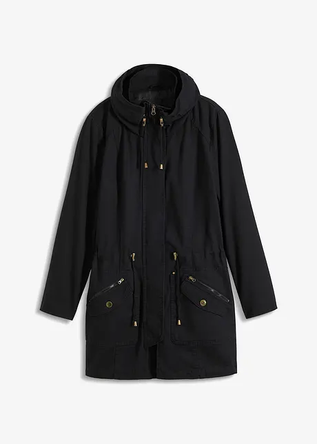 Krátká bavlněná parka se stojáčkem, vypasovaná, bonprix