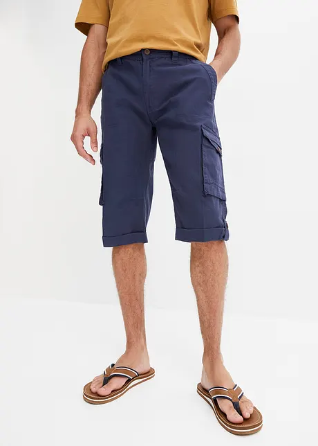 Dlouhé cargo bermudy se lnem, Regular Fit, bonprix