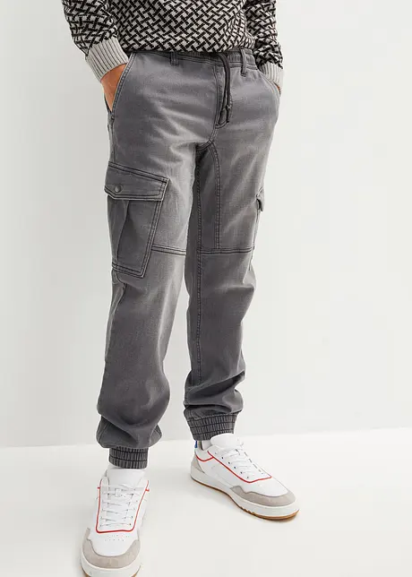 Džíny z teplákoviny Regular Fit, s cargo kapsami, Straight, bonprix