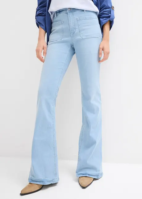Strečové džíny Bootcut, High Waist, dlouhá délka, bonprix
