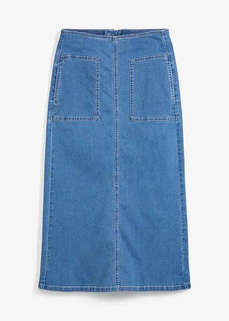 Džínová midi sukně, Mid Waist, bonprix