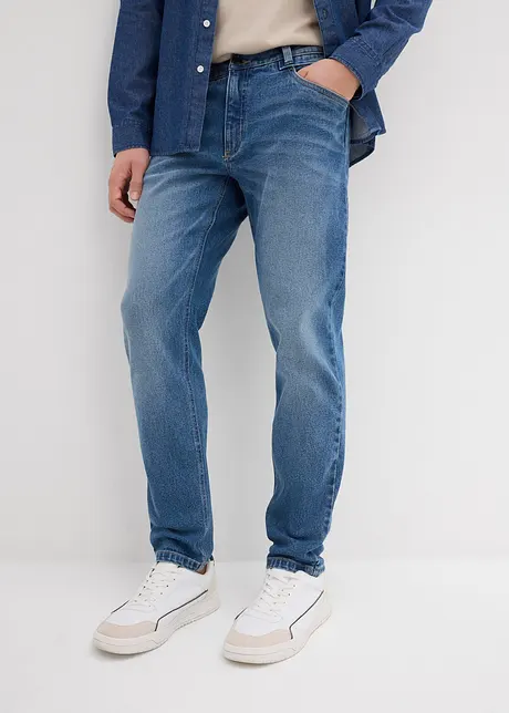 Strečové džíny z těžkého, robustního denimu, Relaxed Fit, Tapered, bonprix