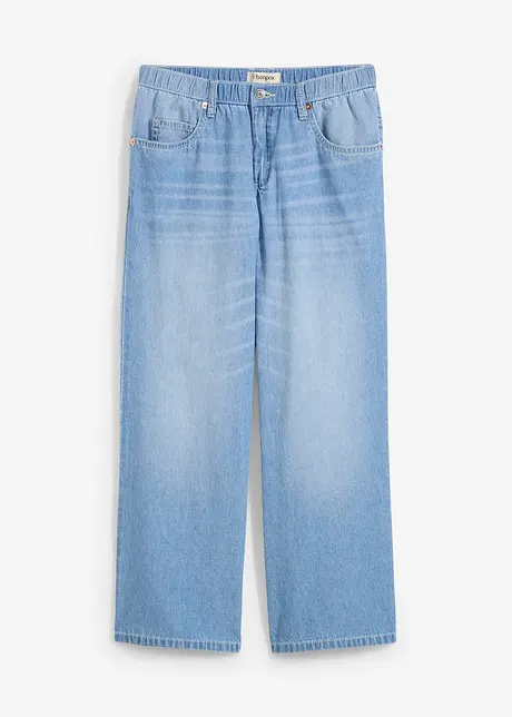 Džíny Straight, Mid Waist, pohodlný pas, malý podíl streče, zkrácené, bonprix