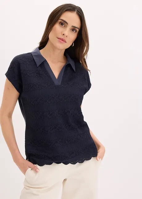 Triko polo s krajkou, bonprix