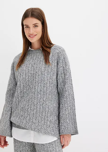 Oversized svetr s copánkovým vzorem, bonprix