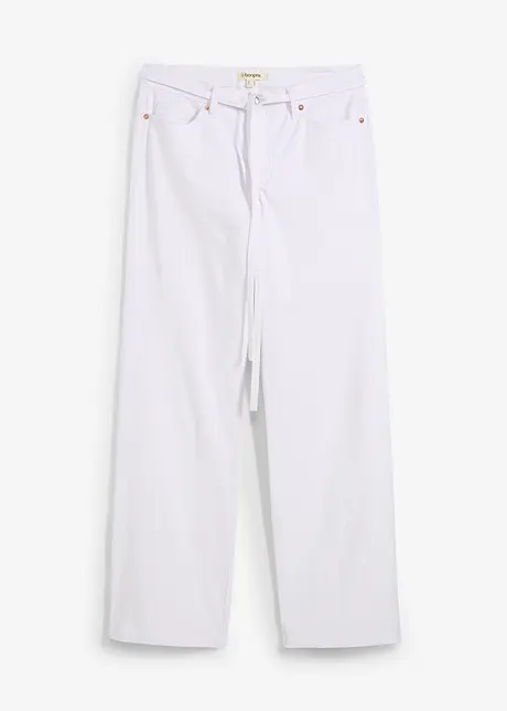Džíny Wide Leg, Mid Waist, s opaskem, bonprix