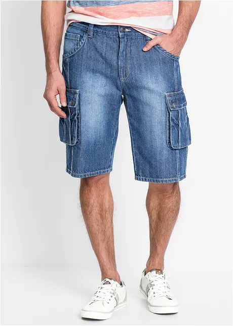 Cargo džínové bermudy, Regular Fit, bonprix