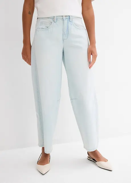 Balónové džíny Mid Waist, Super Soft, zkrácené, bonprix