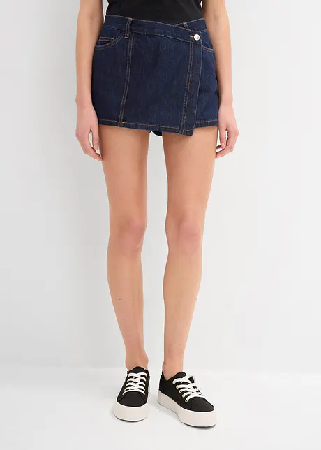 Džínová kalhotová sukně, Mid Waist, bonprix
