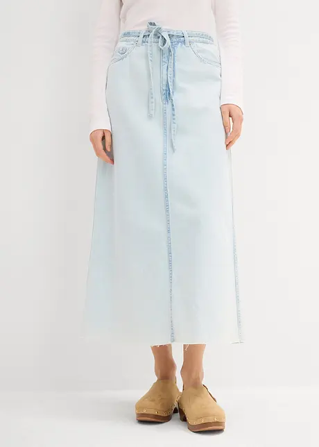 Džínová midi sukně, Mid Waist, Super Soft, bonprix