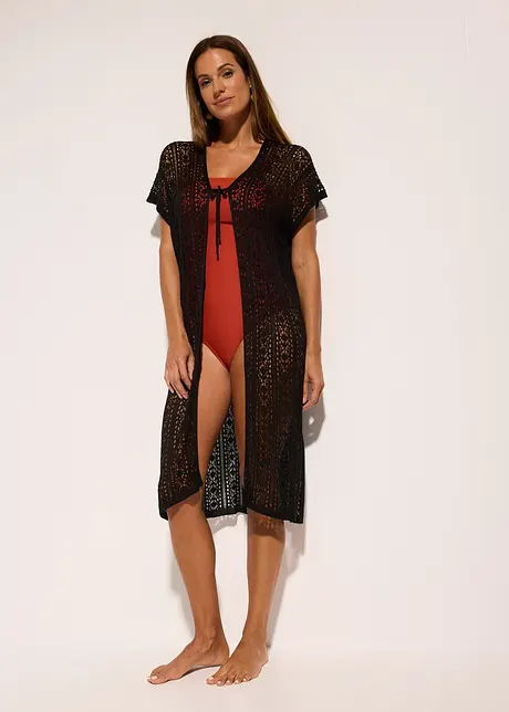 Plážové kimono s háčkovaným vzhledem, z viskózy, bonprix
