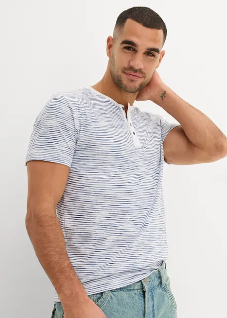 Tričko Henley, krátký rukáv, z čisté bavlny, bonprix