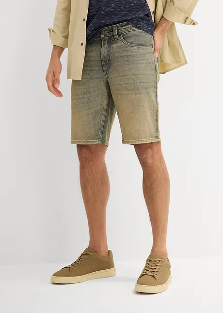 Strečové džínové bermudy Dirty Washed, Regular Fit, bonprix