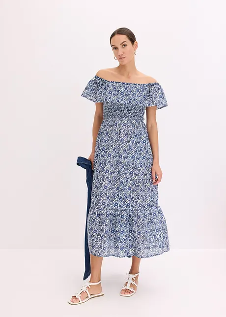 Boho midi šaty s výstřihem Carmen, z lehké bavlny, bonprix